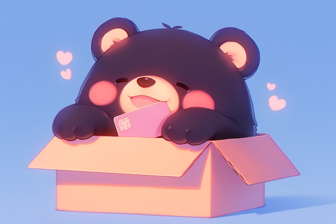 摄图网_603920724_卡通小熊坐在纸箱里手捧粉色物品（企业商用）.jpg