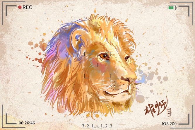 摄图网_401871219_狮子水彩明信片插画（企业商用）.jpg