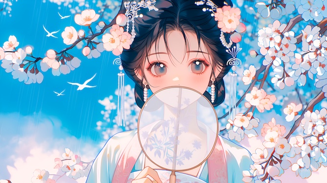 摄图网_604531854_古风少女立于春日樱花树下（企业商用）.jpg