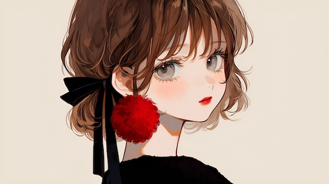 摄图网_604857288_戴红毛球耳环的短发女性插画(企业商用).jpg 摄图网_604857288_戴红毛球耳环的短发女性插画(企业商用).jpg